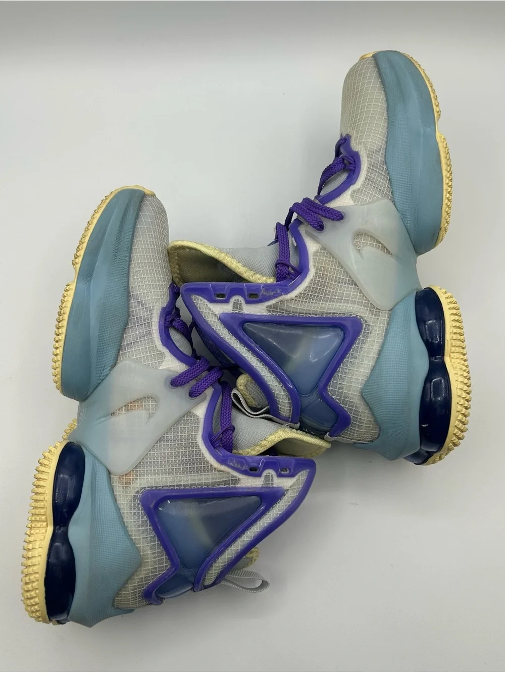 Nike LeBron XIX (GS) Sneakers in Tint-Worn Blue & Citron